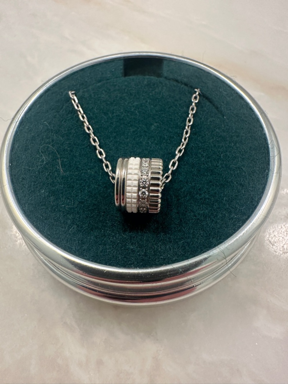 Boucheron Quatre 18K White Gold, HyCeram Diamond Large Pendant Necklace - Picture 10 of 16